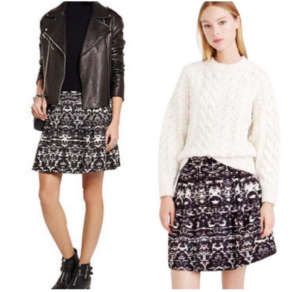NWT JCrew Black and White Ikat Mini Skirt Size 6